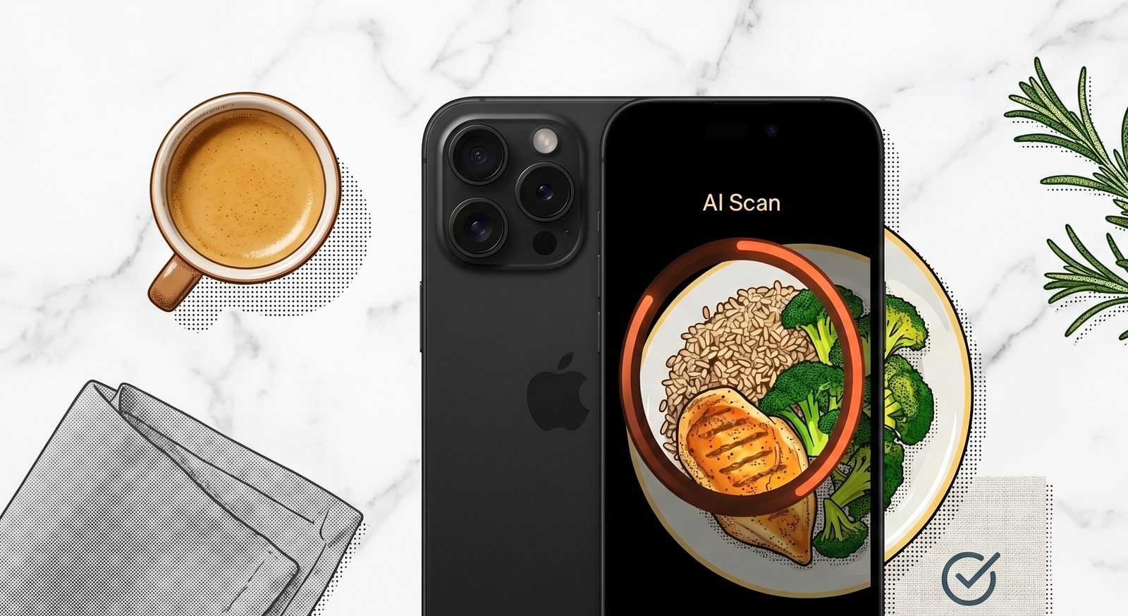 iPhone scanning a plated meal with the Spotwell AI camera